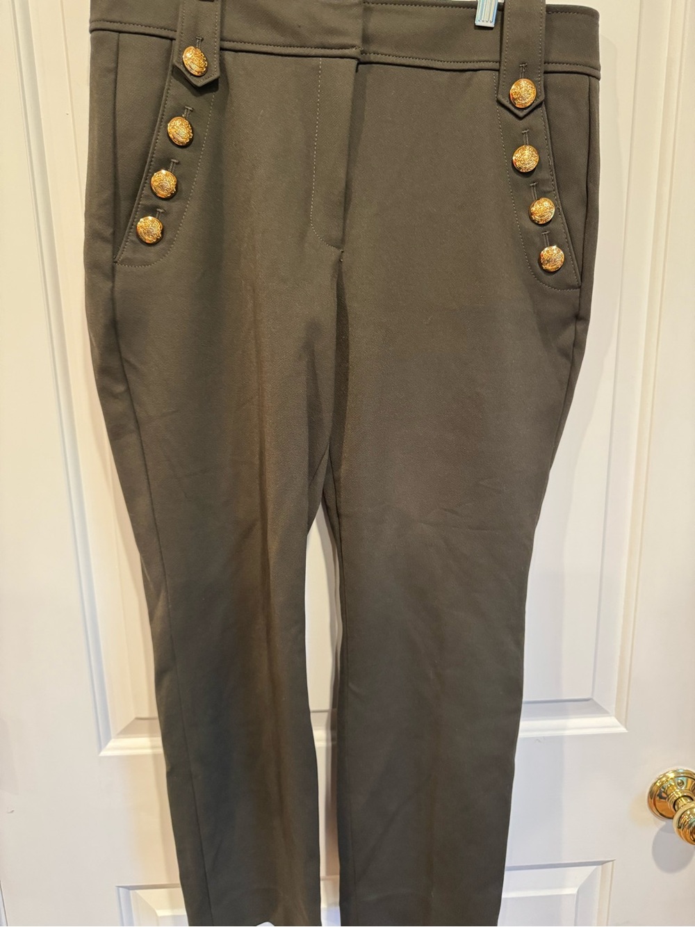 White House Black Market Dark Olive Jolie Button Pants (Size 12)